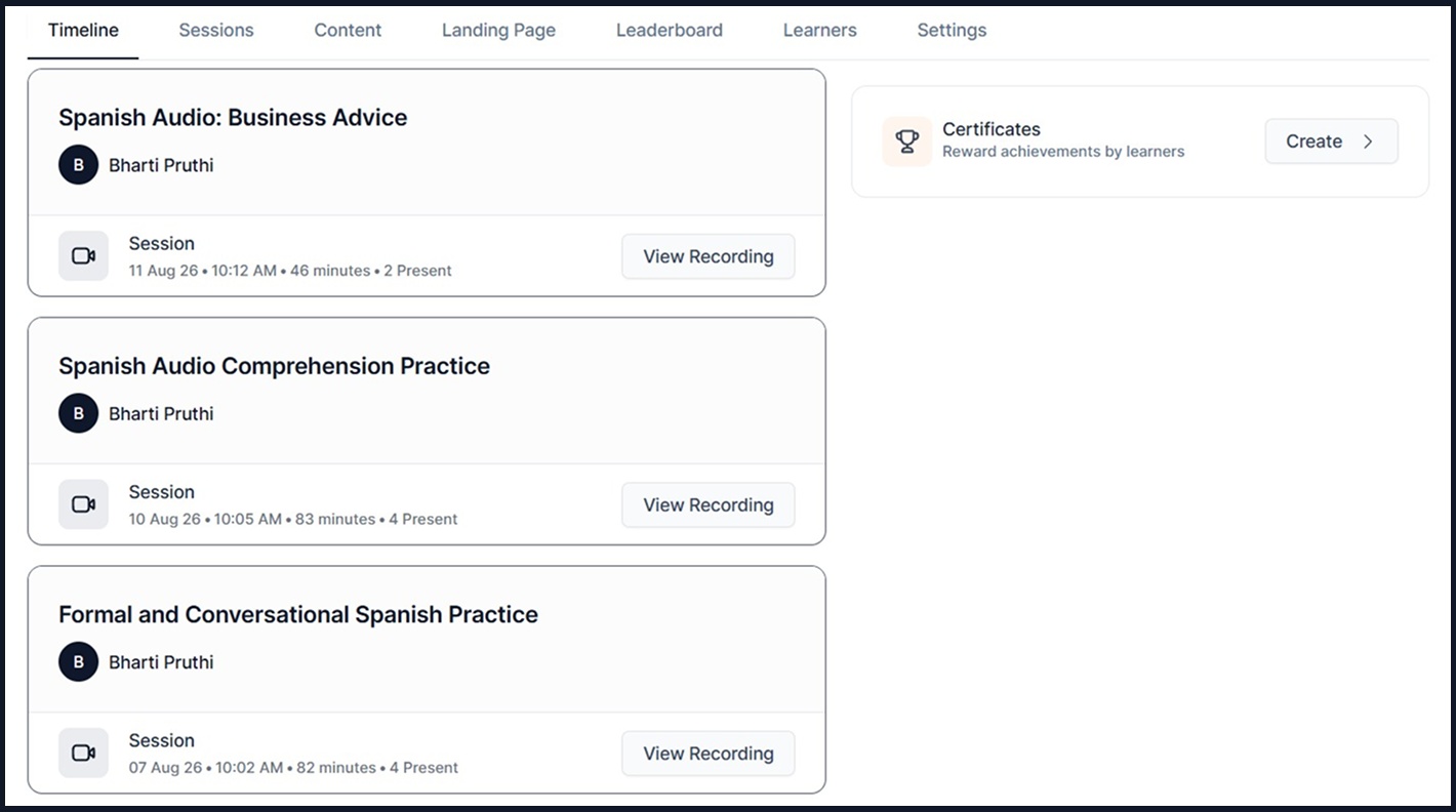 Spanish language course A1 to C2